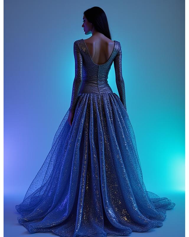 Robe Haute Couture aux lignes futuristes en tissus innovants