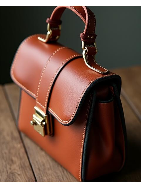 Sac à main en cuir artisanal, détail de fermoir