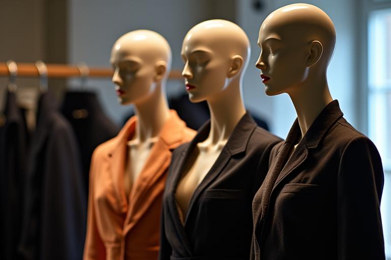 Mannequins présentant une collection de prêt-à-porter de luxe dans un atelier de couture parisien